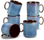 vancasso ONION Ceramic Coffee Mugs Set of 6, 12 Oz Coffee Cups for Latte, Cappuccino, Tea & Hot Cocoa, Artisan Modern Style for Coffee Bar, Home & Kitchen, Microwave & Dishwasher Safe, Deep Blue Gray by vancasso