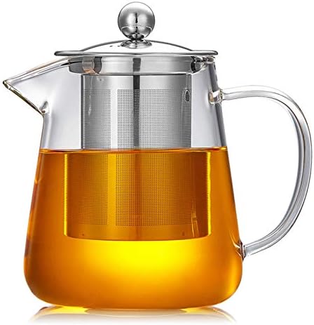 Glass Teapot Kettle with Removable Stainless Steel Infuser,for Blooming and Loose Leaf Tea,550ml by XHPBCG