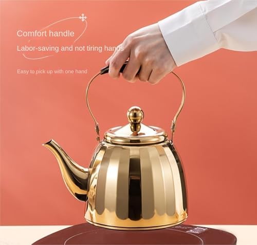 Thickened Teapot with Removable Infuser Stainless Steel for Hotels Restaurants(Gold,1.5L) - Image 6