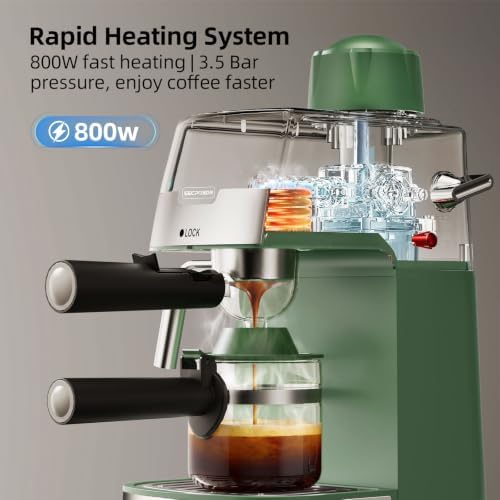 3.5Bar Espreeso Machine 4-Cup Compact Coffee Maker 800W Green - Image 4