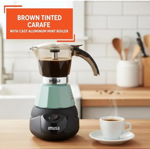IMUSA 3 or 2 Cup Electric Espresso Maker with Cool-touch Handle, Mint - Image 3