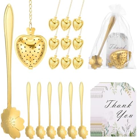 uxcell 25 Set Bridal Shower Tea Party Favor for Cherry Blossom Spoon, Gold by uxcell