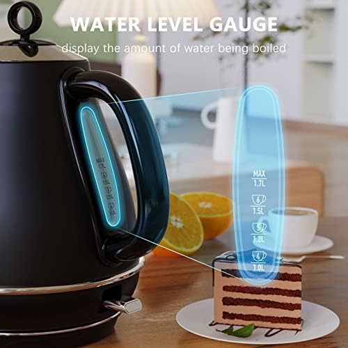 Evoloop 1.7L Electric Kettles, BPA Free Tea Kettle, Hot Water Boiler Heater, Stainless Steel Teapot, Auto Shut-Off & Boil-Dry Protection, 120V/1500W (Black) - Image 5