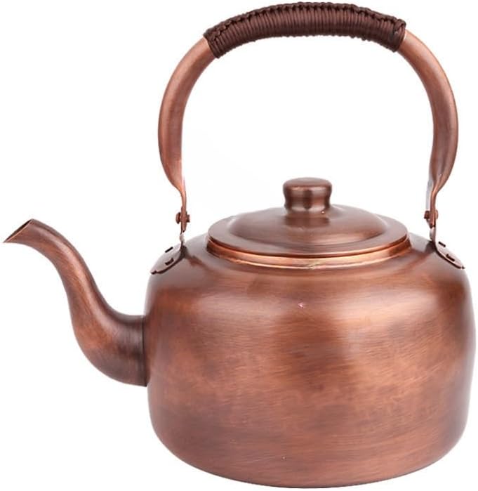 Copper Tea Kettle Stovetop Whistling, 3QT 5QT 7QT, Fast Boil, Vintage Rustic, Ergonomic Handle, for Gas Range, Propane, Fireplace, Camp Cooking(3 Quarts) by Unknown