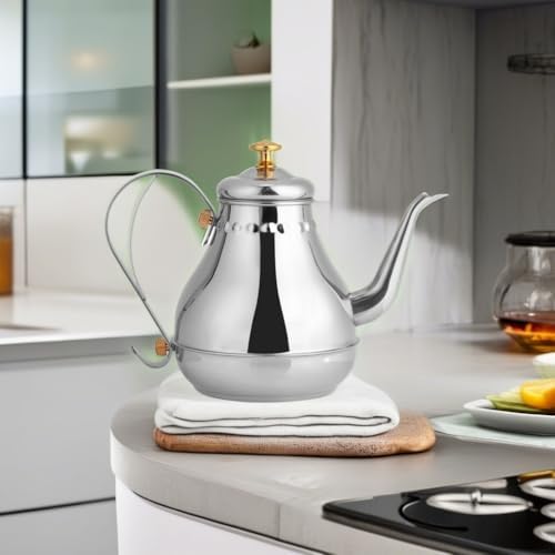 Fdit Tea Kettle, Stainless Steel, 1.2L, Gooseneck Spout, with Tea Filter, Silver, for Coffee and Tea - Image 5