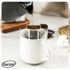 Bacimi® - Coffee Mugs Set of 4 - Stoneware Mugs 13.5oz - Ceramic Coffee Cups with Handle - Large Coffee Mug for Cappuccino, Latte & Hot Beverages - Eggshell White - Image 2