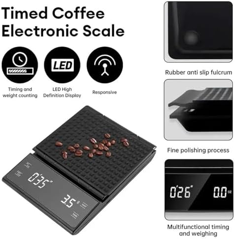 Coffee Scale Digital Rechargable Coffee Scale with Timer LED Screen Espresso USB 3kg Max.Weighing 0.1g - Image 3