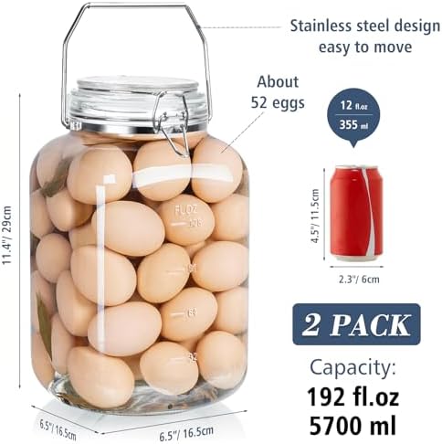 Folinstall 1.5 Gallon Glass Jar with Lid, Wide Mouth Mason Jars, 2PCS - Image 4