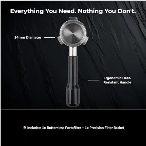 54mm Bottomless Portafilter for Breville — 3 Ear Naked Espresso Portafilter, Fits Barista Express, Bambino, Barista Pro & Touch | 304 Stainless Steel | 2-Cup Filter Basket Included - Image 7