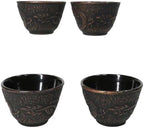 Ebros Gift Pack Of 4 Japanese Traditional Tetsubin Style Textured Surface Cast Iron Tea Cups Teacups Drinkware Tea Service Far East Decorative Accent (Bronze Oriental Dragon) - Image 4