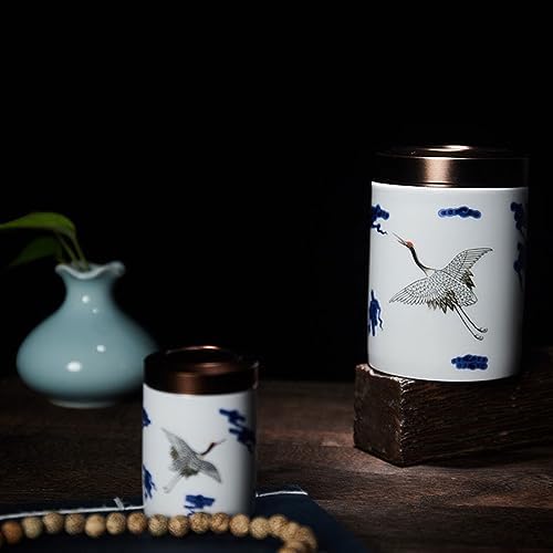 HEXEH Tea Tins Metal Lid Painted Celadon Loose Leaf Tea Canister Small Portable Sealing Jar Storage Tea Warehouse Tea Sets Tea Storage Container (Color : C) - Image 5