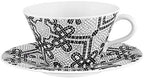 Vista Alegre Porcelain Portuguese Cobblestone Tea Cups & Saucers Set of 2 - Image 3