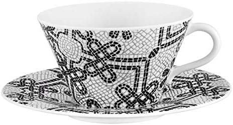 Vista Alegre Porcelain Portuguese Cobblestone Tea Cups & Saucers Set of 2 - Image 3