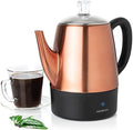 Mixpresso 4 Cup Copper Small Electric Percolator Coffee Pot Stainless Steel by Mixpresso