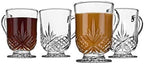 Godinger Crystal Coffee Mugs, Clear Glass Tea Cups, 10oz Set of 4 Dublin by Godinger