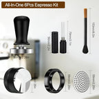 6 PCS Espresso Tools Set,Espresso Tamper,Coffee Distributor,Puck Screen,Dosing Funnel,Coffee Brush And WDT Tool,Espresso Accessories Kit Barista Tools (Black, 58mm) - Image 2