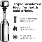 BOBBER 46 oz Stainless Steel Insulated Flask with Removable Tea Infuser – Keeps Drinks Hot 45 Hours, Cold 65 Hours – Leak-Proof, Dishwasher Safe Travel Bottle for Coffee, Tea (Glossy) - Image 2