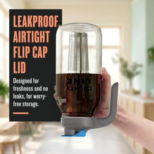 County Line Kitchen 64oz Cold Brew Coffee Maker with Leak Proof Lid - Gray - Image 5