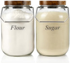 Glass Flour Sugar Storage Containers with Wood Lid and Handle by YoenKtss