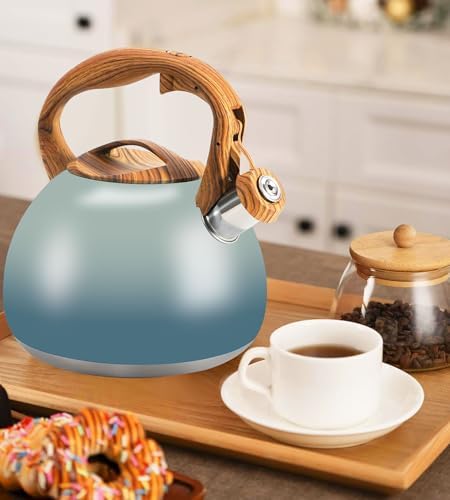 3.2Qt Stainless Steel Whistling Tea Kettle Stovetop, Grayish Blue - Image 6