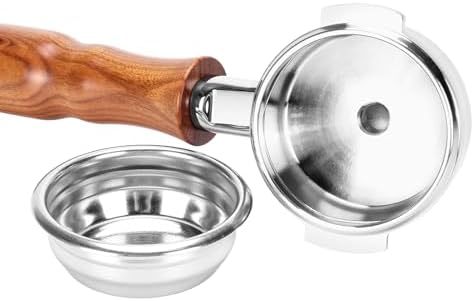 DIBTSA 58mm Espresso Portafilter Compatible with La Marzocco,Single Spout 2 Ears, 304 Stainless Steel Head and Filter Basket and Wood Handle,Espresso Machine Parts - Image 6