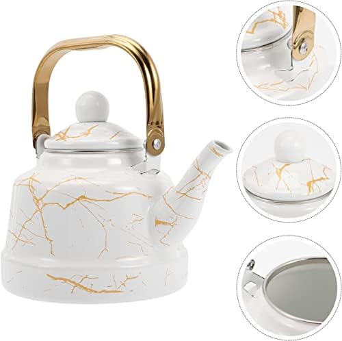 Enamel Tea Kettle Stovetop Teapot: Vintage Coffee Kettle Water Pitcher Carafe Pot 1. 7L Japanese Chinese Kung Fu Teaware for Home Office Restaurant Nightstand - Image 6