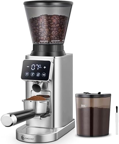 AMZCHEF Coffee Bundle - 48-Setting Conical Burr Grinder (Anti-Static, Timer) & 8-IN-1 Milk Frother Steamer (21oz & 13.5oz, 550W), Home Coffee Station for Espresso, Lattes, Cold Brew & Hot Chocolate - Image 2