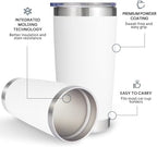 Volhoply 20oz Stainless Steel Tumbler with Lid and Straw Bulk 12 Pack,Double Wall Insulated Travel Iced Coffee Mug Fits Cup Holder,Powder Coated Cups for Hot/Cold Drinks,Christmas Gifts（White,12 Set） - Image 4