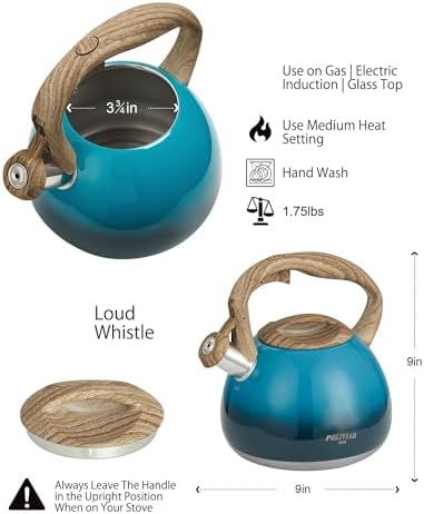POLIVIAR Tea Kettle, 2.7 Quart Stovetop Tea Kettle, Audible Whistling Teapot, Food Grade Stainless Steel for Anti-Rust, Anti Hot Handle, Suitable for All Heat Sources（JX2018-DB20-2） - Image 6
