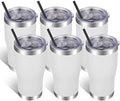 VEGOND 20oz Tumbler Stainless Steel Tumbler Cup with Lid And Straw Vacuum Insulated Double Wall Travel Coffee Mug(White 6 Pack) by VEGOND