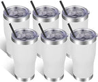 VEGOND 20oz Tumbler Stainless Steel Tumbler Cup with Lid And Straw Vacuum Insulated Double Wall Travel Coffee Mug(White 6 Pack) by VEGOND