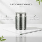 Pure Titanium Tea Canister, Metal Food Storage Container for Loose Leaf Tea and Tea Bags, 9.5 fl oz Jar for Home or Travel (1 PC) - Image 5