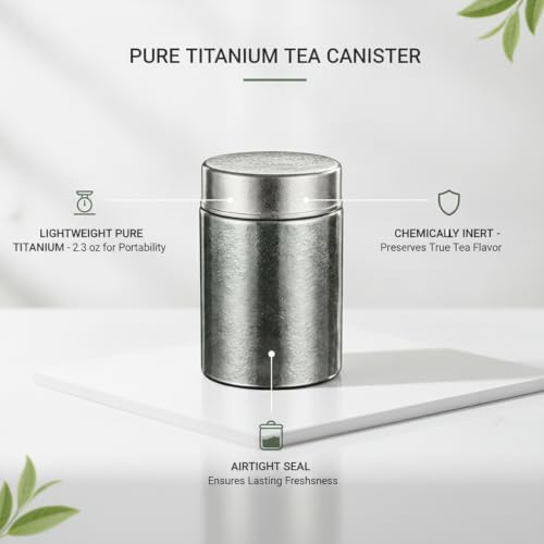 Pure Titanium Tea Canister, Metal Food Storage Container for Loose Leaf Tea and Tea Bags, 9.5 fl oz Jar for Home or Travel (1 PC) - Image 5