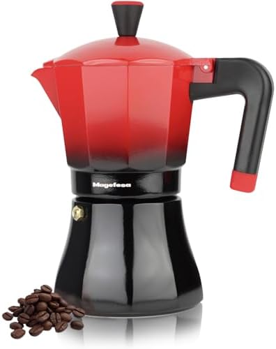 Magefesa Tradicional 6-Cup Stovetop Espresso Maker – Italian Moka Pot – Induction Compatible – Stainless Steel & Aluminum – Cool-Touch Handle – Eco-Friendly Coffee Brewer by Magefesa