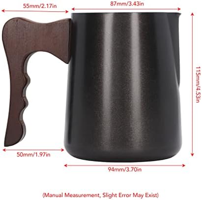 Milk Frother Pitcher, 600ml Stainless Steel Milk Frothing Pitcher Jug with Beech Handle Eagle Mouth Outlet Milk Steaming Pitcher for Home Cafe (Brown Handle) - Image 6