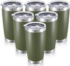 20 oz Tumblers Bulk Stainless Steel Tumbler with Lid, 6 Pack by CoolYoleb