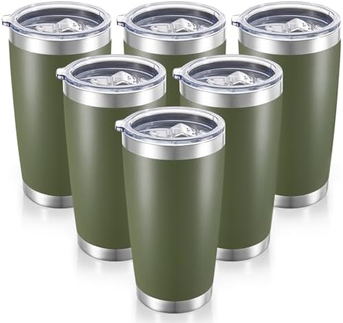 20 oz Tumblers Bulk Stainless Steel Tumbler with Lid, 6 Pack by CoolYoleb