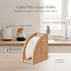Bamboo Coffee Filter Holder Box with Lid for Cone Filters, Kitchen Counter Storage Organizer - Image 5