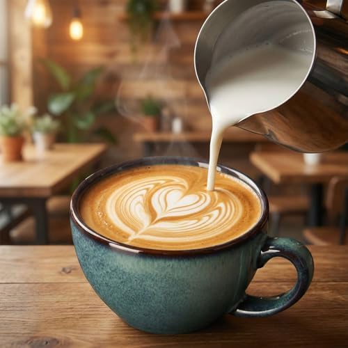 Cappuccino Coffee Mug 4-Piece Set [6.7 oz], Ceramic cup and Tea Cup Set, Latte Cup, Latte Art Cup, with Saucer, Suitable for Cafes, Family Gatherings, Parties, Haze Green - Image 5