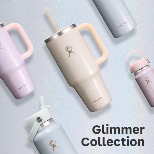 Hydro Flask Travel Tumbler with Handle, Lid and Straw - Insulated Stainless Steel in 24 Oz Glimmer Blue - Image 3