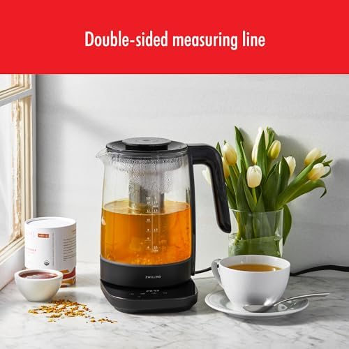 ZWILLING Enfinigy Glass Kettle 1.7L, Tea Kettle, 6 Preset Temps for the Perfect Cup, Tea Timer, Black - Image 3