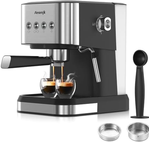 Espresso Machine, 20 Bar Professional Espresso Maker with Milk Frother Steam Wand, Coffee Espresso Machine for Cappuccino, Latte, Espresso Machines for Home, 50oz Removable Water Tank by Aeomjk