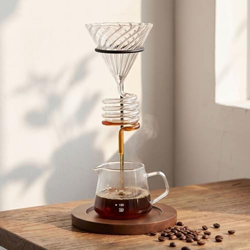 Glass Pour Over Coffee Dripper with Spiral Inner Design, V60 - Image 4