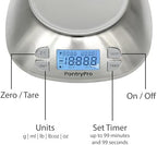 Stainless Steel Digital Kitchen Scale w. Bowl - for Food Coffee Lab - LCD Display gram Ounces lb:oz lb ml - 12 LBS/5.5 KG Capacity - Battery Included - Gold by The Display Guys - Image 3