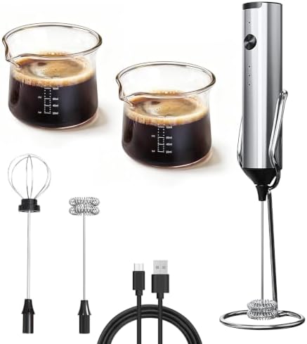 YARRAMATE Espresso Shot Cups (3.4oz/100ml) & Milk Frother (Silver) by YARRAMATE