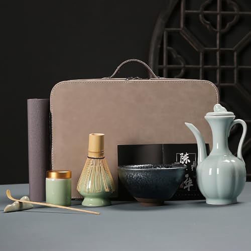 Matcha Whisk Set, 8-PCS Portable Matcha Set with Bowl, Teapot & Travel Bag - Complete Japanese Tea Ceremony Kit Gift (C) by Unknown