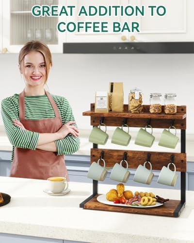 IBUYKE Countertop Mug Tree,Coffee Mug Cup Holder,Brown TBJ002H - Image 3