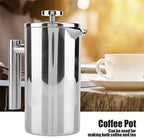Bewinner Press Coffee Pot, French Press Coffee Maker Double Walled Stainless Steel Coffee Maker French Press Tea Pot with Filter (800ML) - Image 3