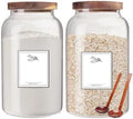 2 PCS Larger Class Jars with Lids, Flour Sugar Storage Containers Sets for Kitchen Borosilicate Glass Canisters with Spoon Pantry Organizers and Storage for Tea Spice Cereal Coffee( (95FL OZ/2700ml) by GFZYHEBEI