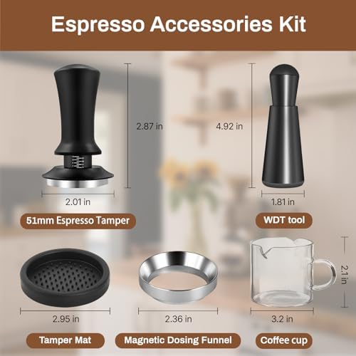 54mm Espresso Accessories Kit - 54mm Tamper Suitable for 54mm bottomless portafilter and 4 OZ Espresso Cups Set of 2 - WDT Tool Dosing Funnel Espresso Machine Accessories Distribution Tool - Image 4